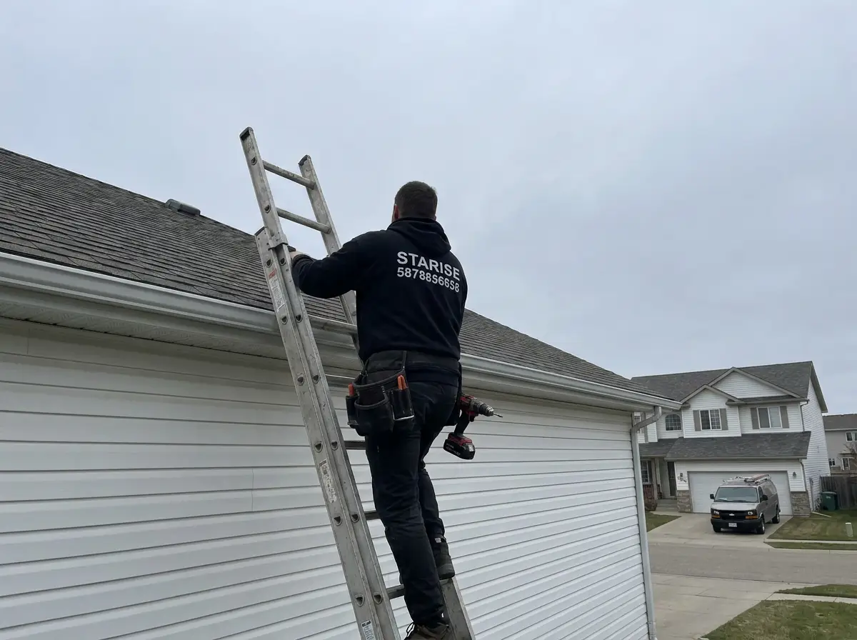 Starise installer mounting the low-profile LED channel along a roofline