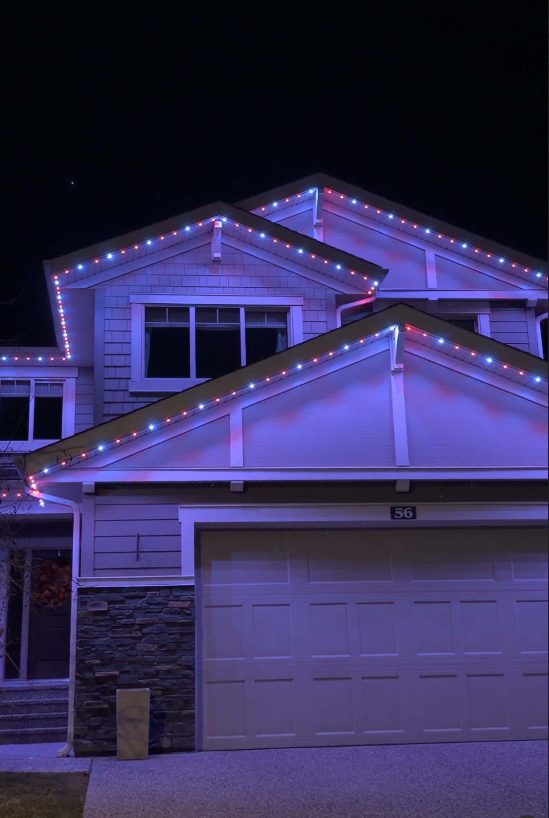 Holiday lighting on Calgary home
