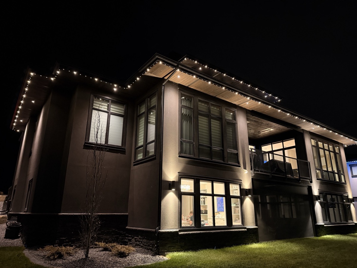 Multi-zone permanent LED accent lighting on large Calgary residential property