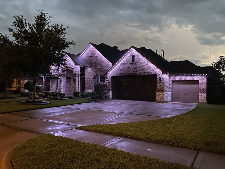 Permanent LED security lighting enhancing nighttime visibility on Calgary property